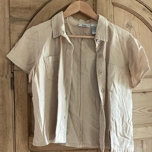 Vintage Linen blend crop button down size 10p